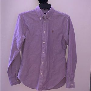 Purple Ralph Lauren long sleeved button down top.